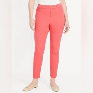 NEW Old Navy High Rise Pixie Skinny Ankle Stretch Career Pants Pink Coral 10 NWT